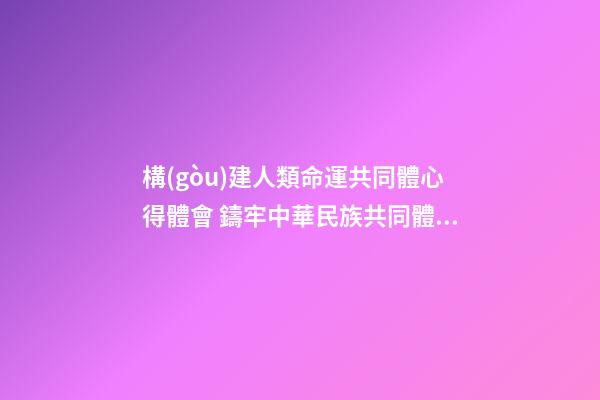 構(gòu)建人類命運共同體心得體會 鑄牢中華民族共同體意識心得體會及感悟（精選7篇）-第1張-觀點-玄機派